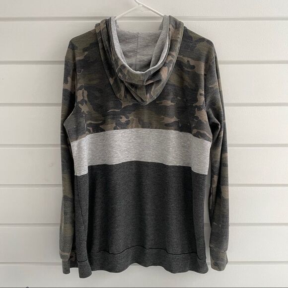 Grateful Hearts Camouflage Colorblock Hoodie Pullover Sweatshirt Size Large - Picture 4 of 7